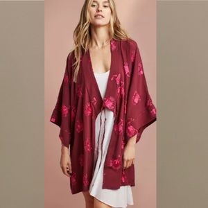 Anthropologie Floreat Embroidered Kimono Robe Size M/L